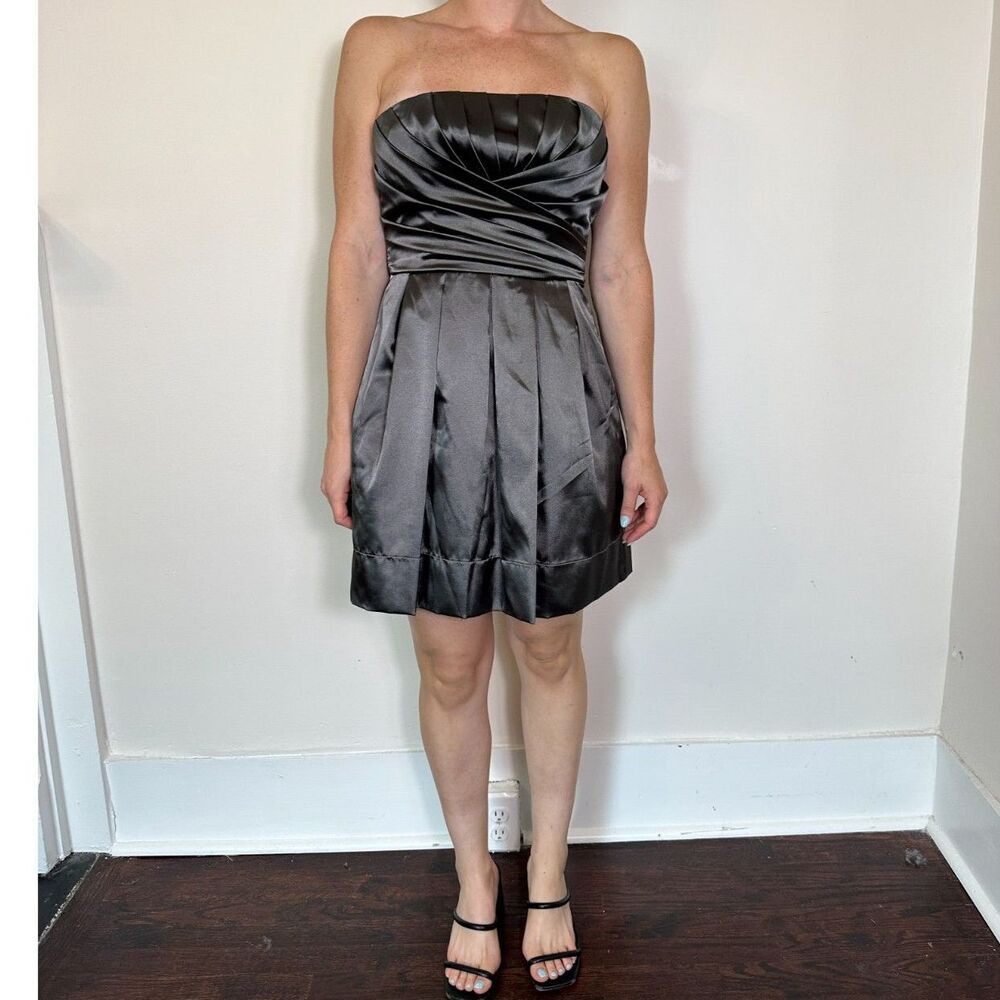 y2k Vintage Charlotte Russe Strapless Silver Mini Dress with Tulle Size 7